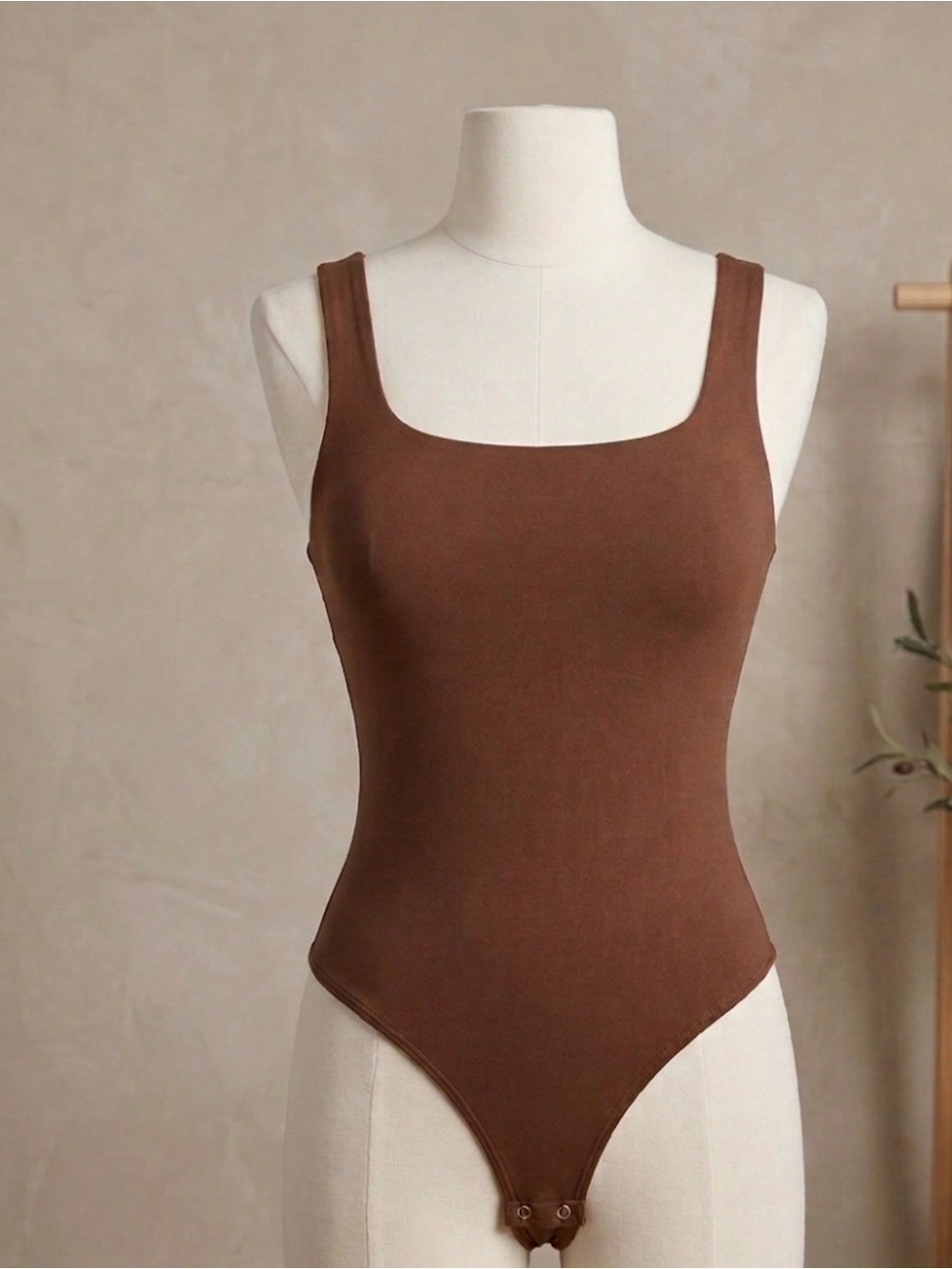 Banana Republic Brown Square-Neck Tank Bodysuit